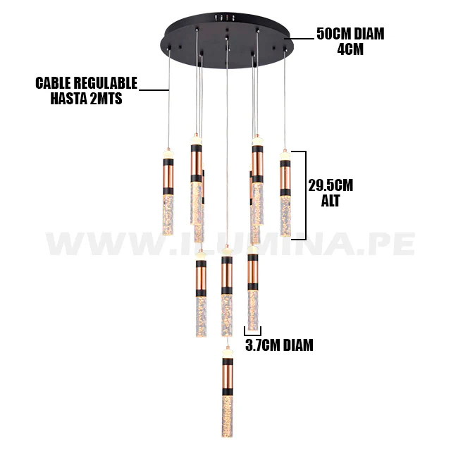LÁMPARA COLGANTE PREMIUM AURORA BLACK AND GOLD LED + CONTROL REMOTO - Image 6