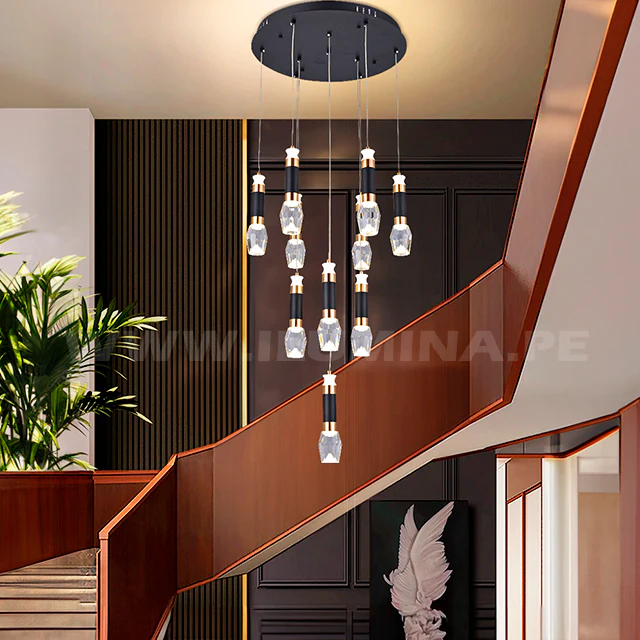LÁMPARA COLGANTE PREMIUM GRECIA BLACK AND GOLD LED + CONTROL REMOTO - Image 3
