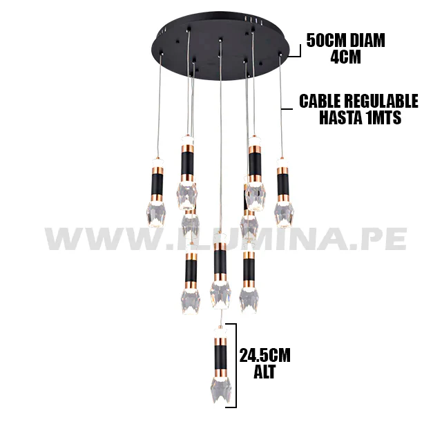 LÁMPARA COLGANTE PREMIUM GRECIA BLACK AND GOLD LED + CONTROL REMOTO - Image 4