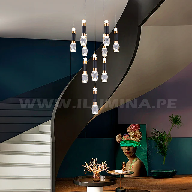 LÁMPARA COLGANTE PREMIUM GRECIA BLACK AND GOLD LED + CONTROL REMOTO - Image 5
