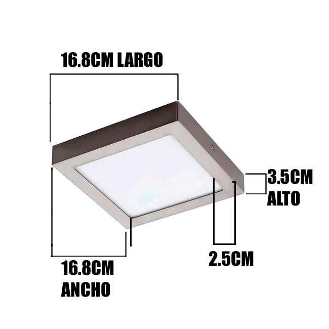 PANEL PLATEADO LED CUADRADO 12W ADOSABLE SIMPLE LUZ CÁLIDA 3000K - Image 12