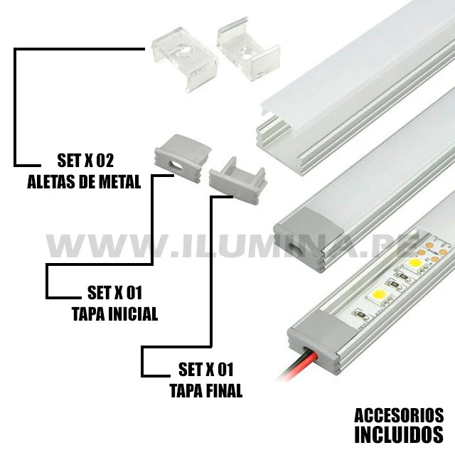 PERFIL DE ALUMINIO 2.00MTS EMPOTRABLE PARA CINTA LED - Image 12
