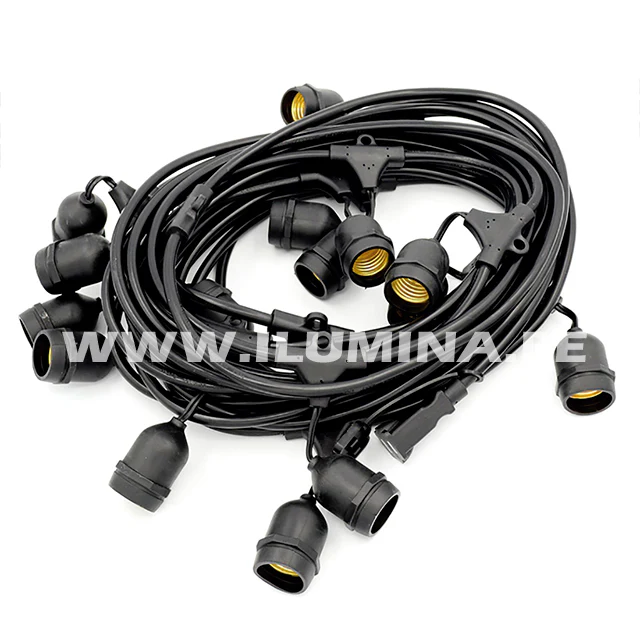 SET COMPLETO - GUIRNALDA LED COLGANTE DE 10MTS + 20 FOCOS LED TIPO PERA FILAMENTO AMBER 6W 2700K LUZ CÁLIDA ASH - Image 5