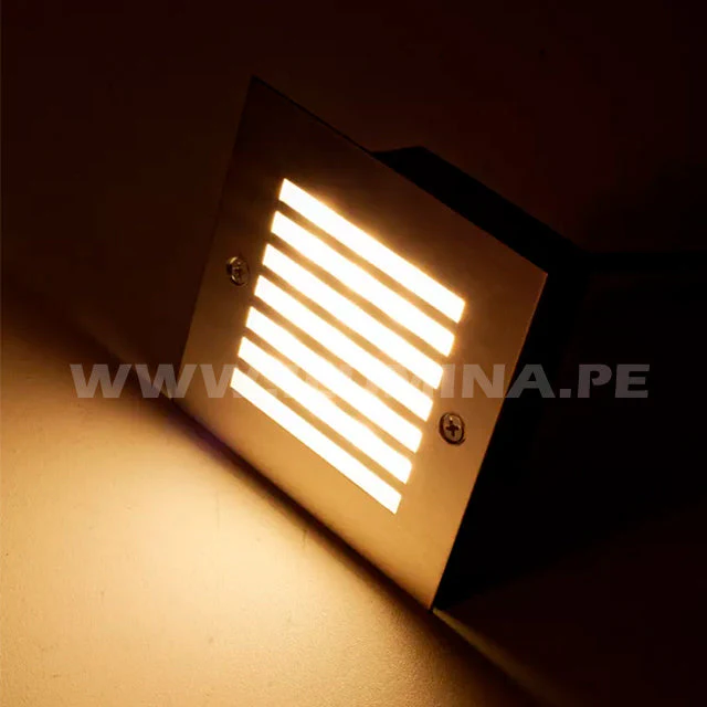 SPOT LUZ GUÍA DE PASO DE ESCALERA CUADRADO PEQUEÑO CON REJILLA 3W LUZ CÁLIDA - Image 3