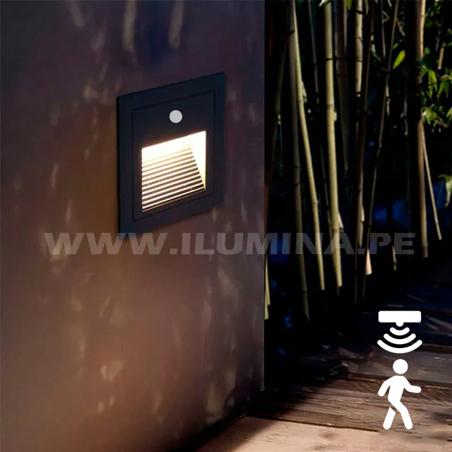 SPOT LUZ GUÍA DE PASO DE ESCALERA LED 3W ASIMETRICA NEGRO CON SENSOR DE MOVIMIENTO - Image 5