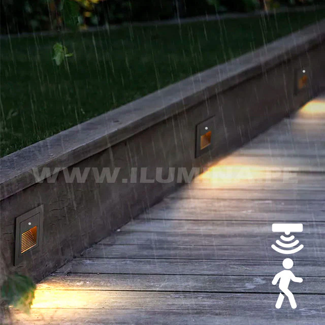 SPOT LUZ GUÍA DE PASO DE ESCALERA LED 3W ASIMETRICA NEGRO CON SENSOR DE MOVIMIENTO - Image 6