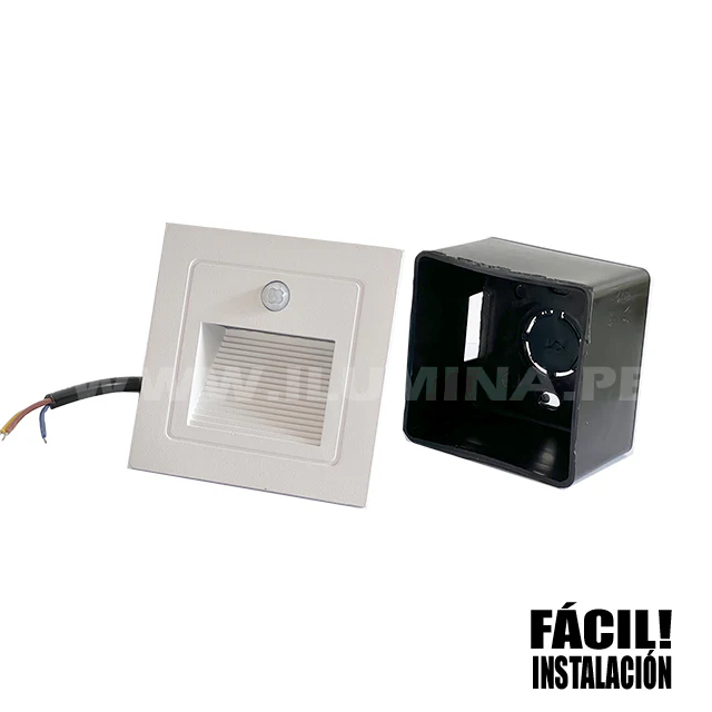 SPOT LUZ GUÍA DE PASO DE ESCALERA LED 3W SIMETRICA BLANCO CON SENSOR DE MOVIMIENTO LUZ CÁLIDA - Image 4